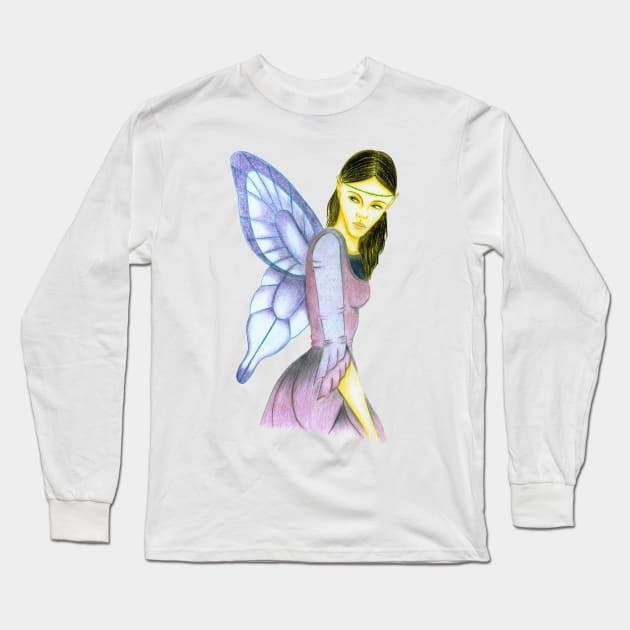 Fluttering Fairy- White Long Sleeve T-Shirt by EarthSoul